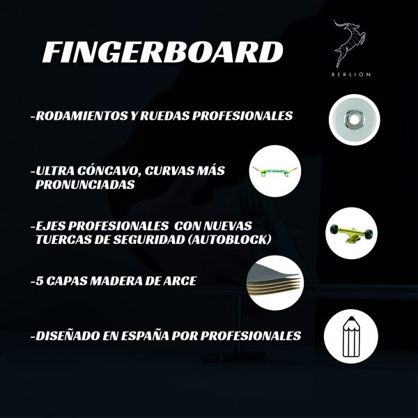 Fingerboard completo helado Berlion 34mm - Imagen 7